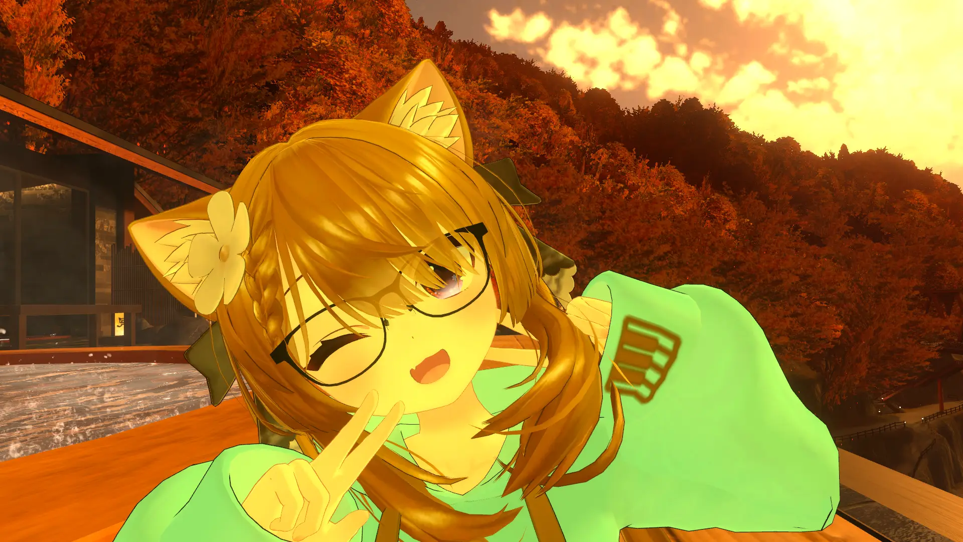 Ellie on the roof of a ryokan